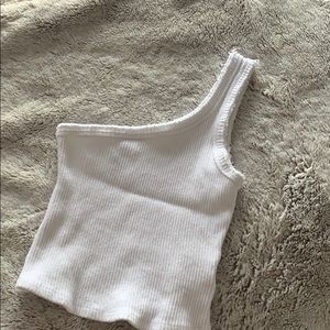 UO one shoulder white tank